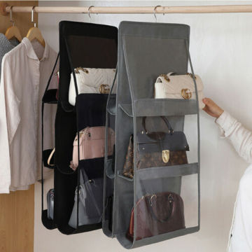 6 Pocket Foldable Hanging Bag 3 Layers Folding Shelf Bag Purse Handbag Organizer Sundry Pocket Hanger Storage Closet Hanger