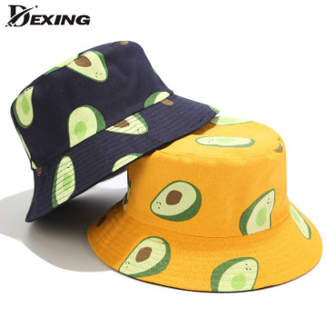 2020 Summer Avocado Fisherman Hat Men Women Travel Canvas Bob Sun Hat Fruit Bucket Hat Cotton Panama fishing hat protector hat