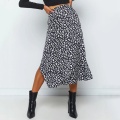 2020 Sexy Leopard Wrap Skirt Print Chiffon Split Skirt Casual Fashion Long Skirts for Women Spring Summer Clothes Zipper Elegant