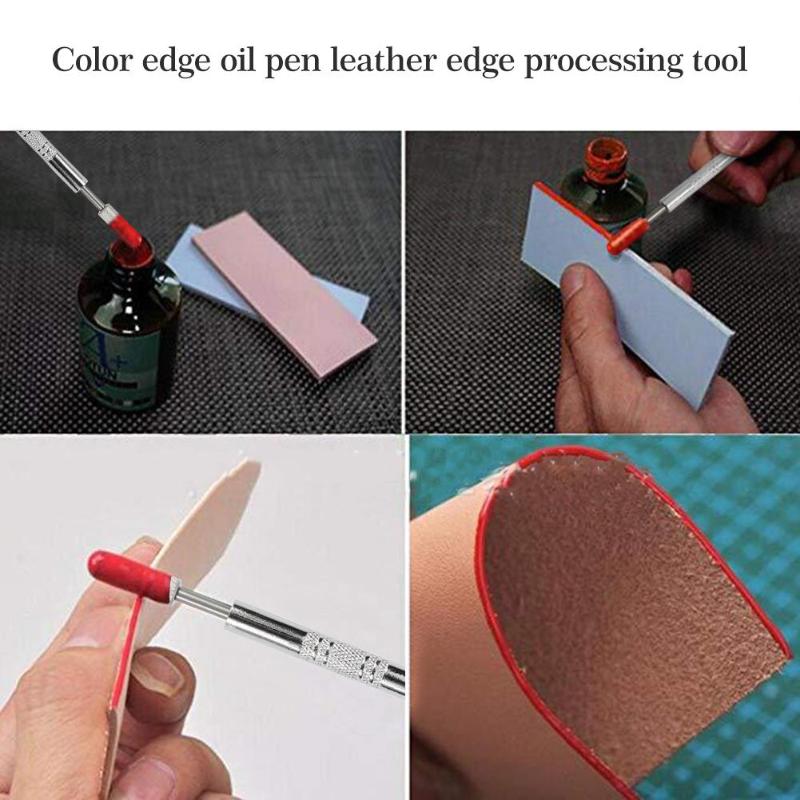 Dual-purpose Brass Top Edge Dye Roller Pen Oil Painting Making Leather Craft DIY Finisher tool Leather Edge Oil Gluing Dye Pen