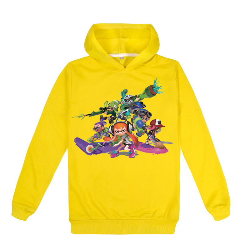 DLF 2-16Y Kawaii Cosplay Splatoon Hoodie Kids Sweatshirt Teenagers Boys Hoody Cute Outwear Toddler Girls Outfits Hip Hop Clothes