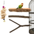 Promotion! 4 Pack Wood Bird Perch for Cage, Natural Wooden Parrot Perch Stand Platform Exercise Climbing Claw Grinding Toy