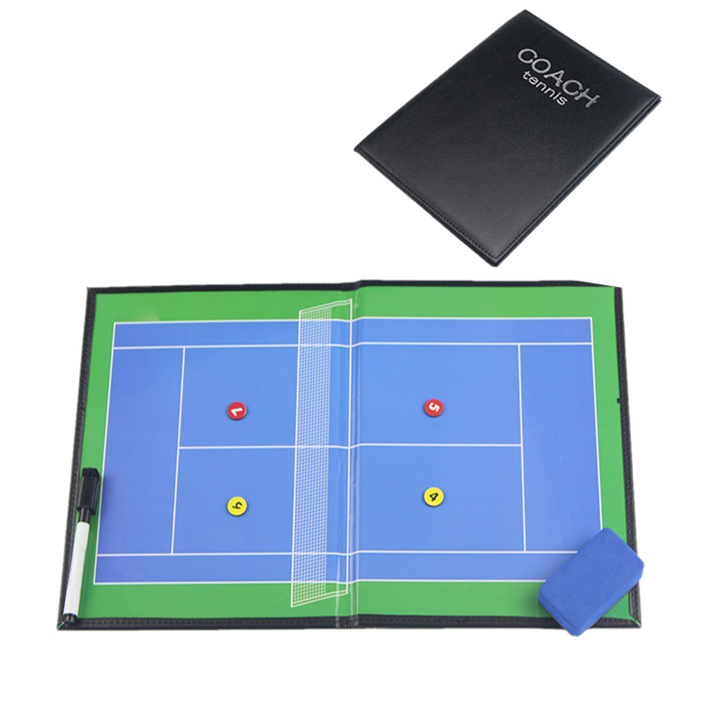 Folding Coaching Erasable Game Professional Portable Tennis Accessories Coaches With Pen Faux Leather Magnetic Tactical Board