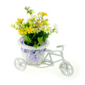 2021 New Bicycle Decorative Flower Basket Newest Plastic White Tricycle Bike Design Flower Basket Storage Party Decoration Pots