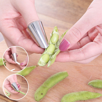 2pcs Peeling Bean Tool Stainless Steel Protection Finger Ring Shelling Tool Kitchen Broad Bean Peeling Iron Nail Cover