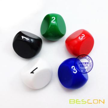 BESCON New Molding 3 Sides Dice, D3 Die, Multi-Sides Dice, Unusual Dice, Assorted Color