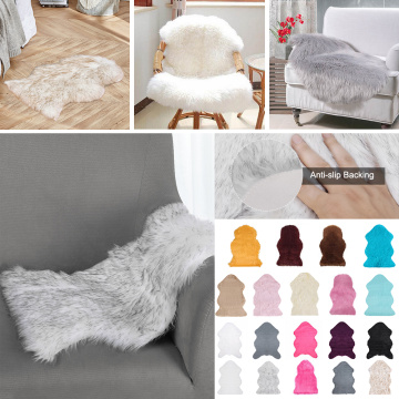 1Pcs Soft Fur Artificial Sheepskin Hairy Carpet For Bedroom Living Room Skin Fur Plain Rugs Fluffy Area Rugs Washable Faux Mat