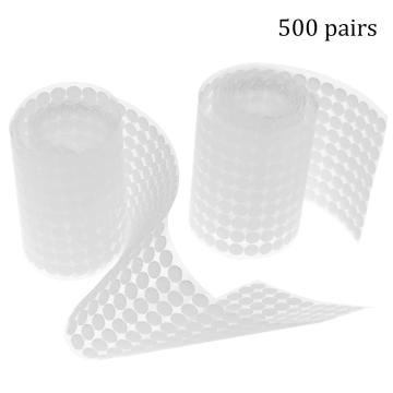 500 Pairs Double-sided Tape Dots Self-Adhesive Fastener 10mm Strong Glue Stickers Disc White Round Coins DIY Hook Loop Tape