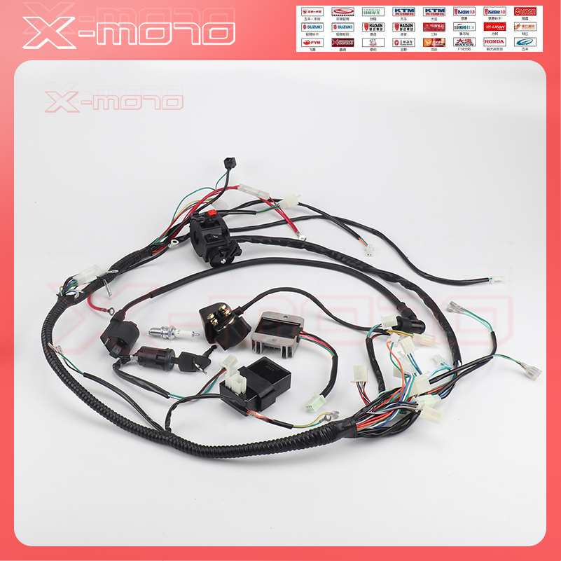 Full Wiring Harness Loom Ignition Coil CDI For 150cc 200cc 250cc 300cc Zongshen Lifan ATV Quad Buggy Electric Start AC Engine