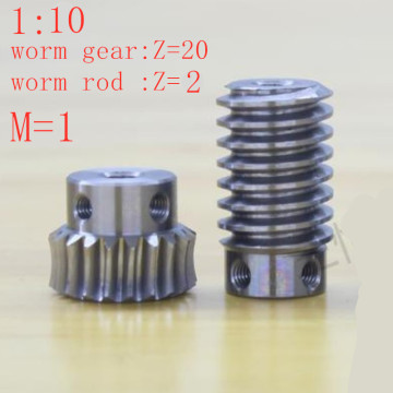 1M-20Teeths ratio:1:10 Electric Motors steel Worm Gear Rod Set worm gear hole 8mm, rod hole 8mm