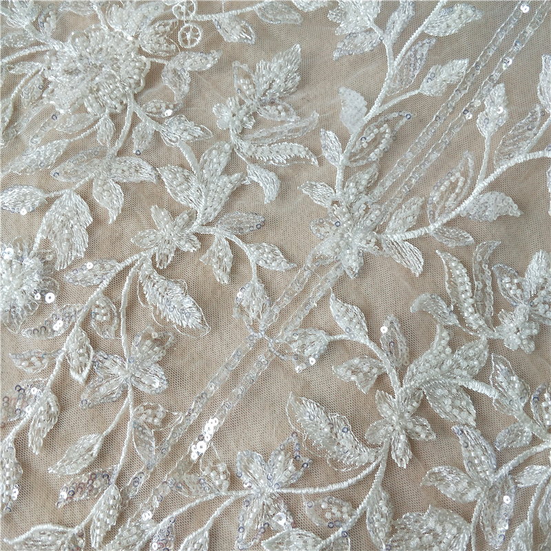 Luxury beading lace ivory for wedding dress making, designer lace 2020 new designs, embroidery fabric with beads & sequins top!