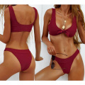 Sexy Top Neck Sleeveless Bikini Set Women Solid High Cut Bathing Suit Swimwear Summer Beach Wear Female Low Waist Red Swimsuit