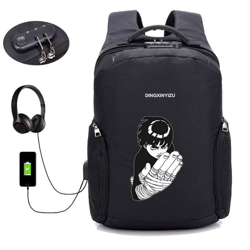 Hot anime Naruto backpack Men Laptop Backpack USB Charge Computer Backpacks Anti-theft Waterproof student book Bags 24 style