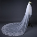 Hot Sell Wedding Veil Two Layers Sequined Lace Bridal Veil With Comb Wedding Accessories Veu De Noiva Real Photos EE17124