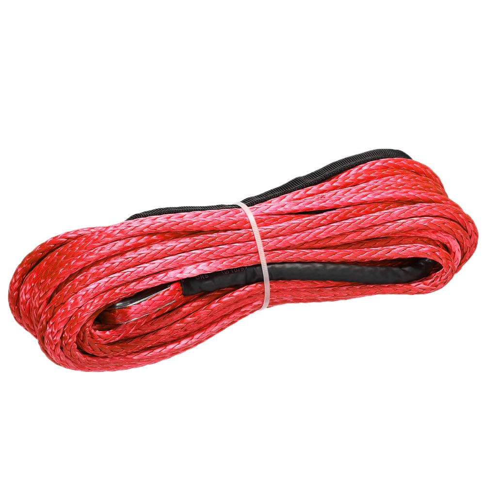 New Arrivals 15m*6mm 7000lbs Red Winch Rope Synthetic Cable Line With Hook For ATV UTV Off-Road