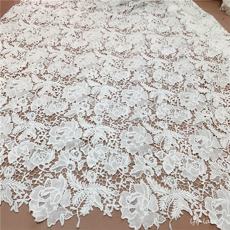 2020 Latest Gorgeous Off White Guipure DIY High Quality nigerian lace fabric bridal wedding dress french lace fabric