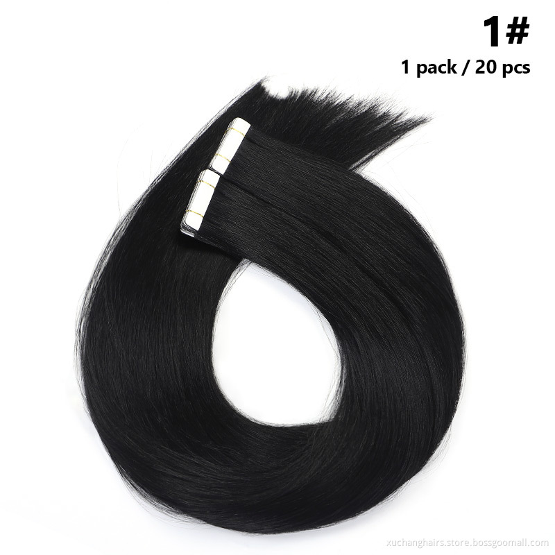 Human Remy Straight Cuticle Aligned Virgin Tape In Hair Extensions
