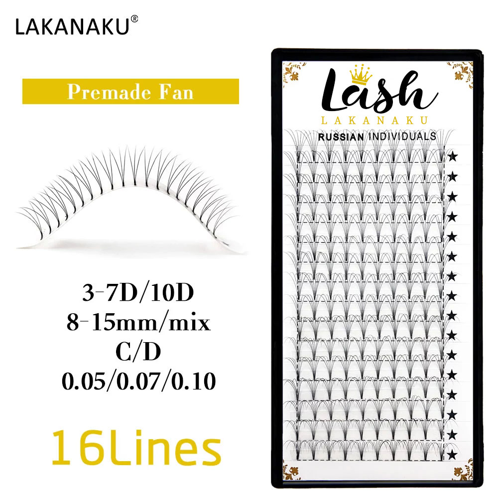 LAKANAKU Premade Fans Eyelashes Short Root 3D/4D/5D/6D/10D Russian Volume Extensions Faux Mink Lash Extension Makeup Soft