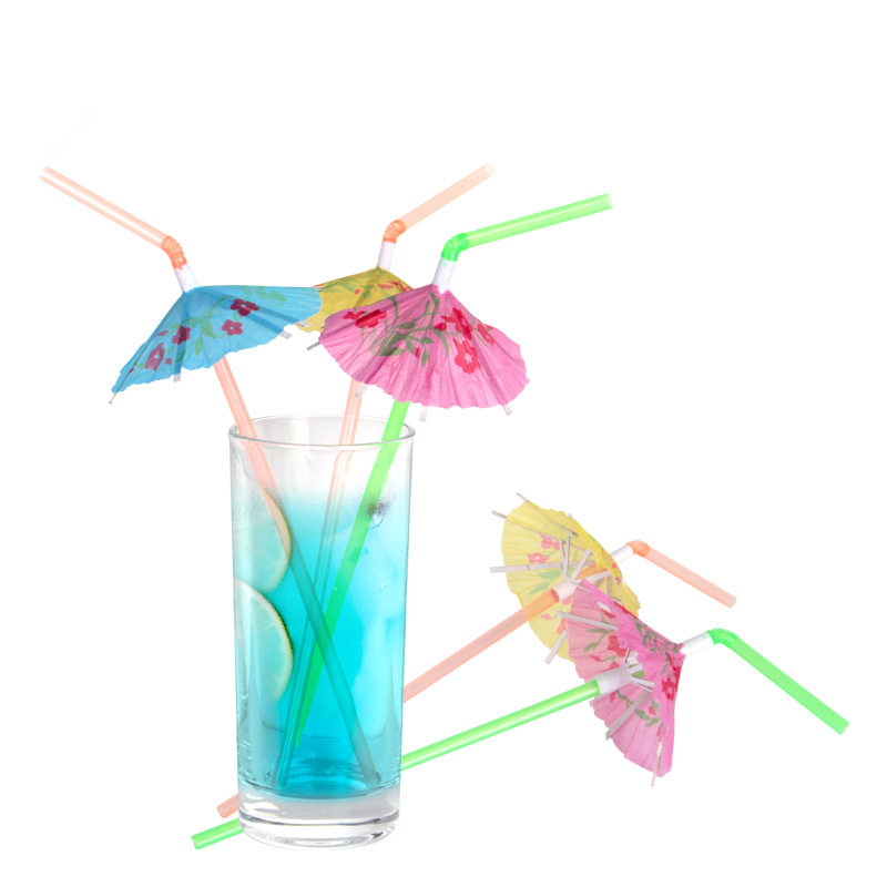 50pcs DIY Mini Umbrella Drinking Straw Table Decor Small Paper Umbrella Fruit Stick Birthday Party Wedding Decoration Supplies
