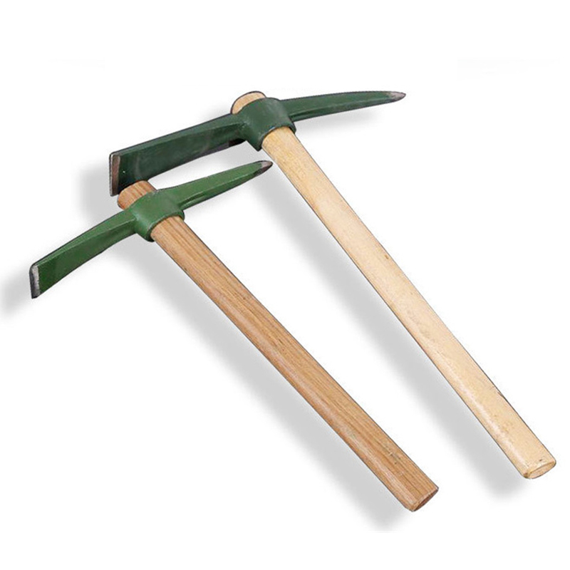 Size M head length 24cm Wooden Handle Small Pickaxe Hoe Garden hand tools Digging Steel Mattock Axes
