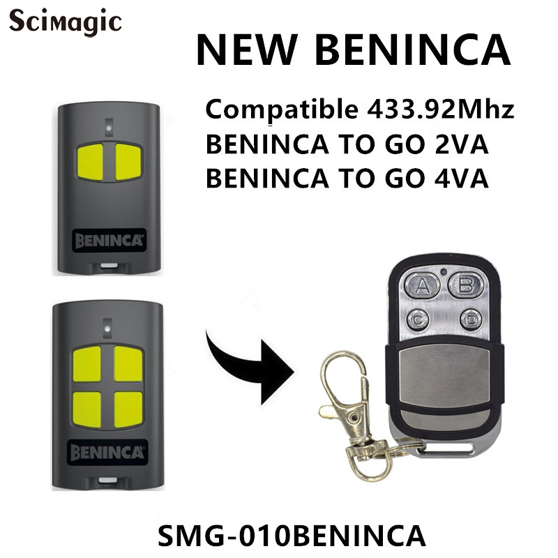 Beninca TO.GO2VA / TO.GO4VA garage door remote control Advanced rolling code 433.92MHz transmitter Key Fob