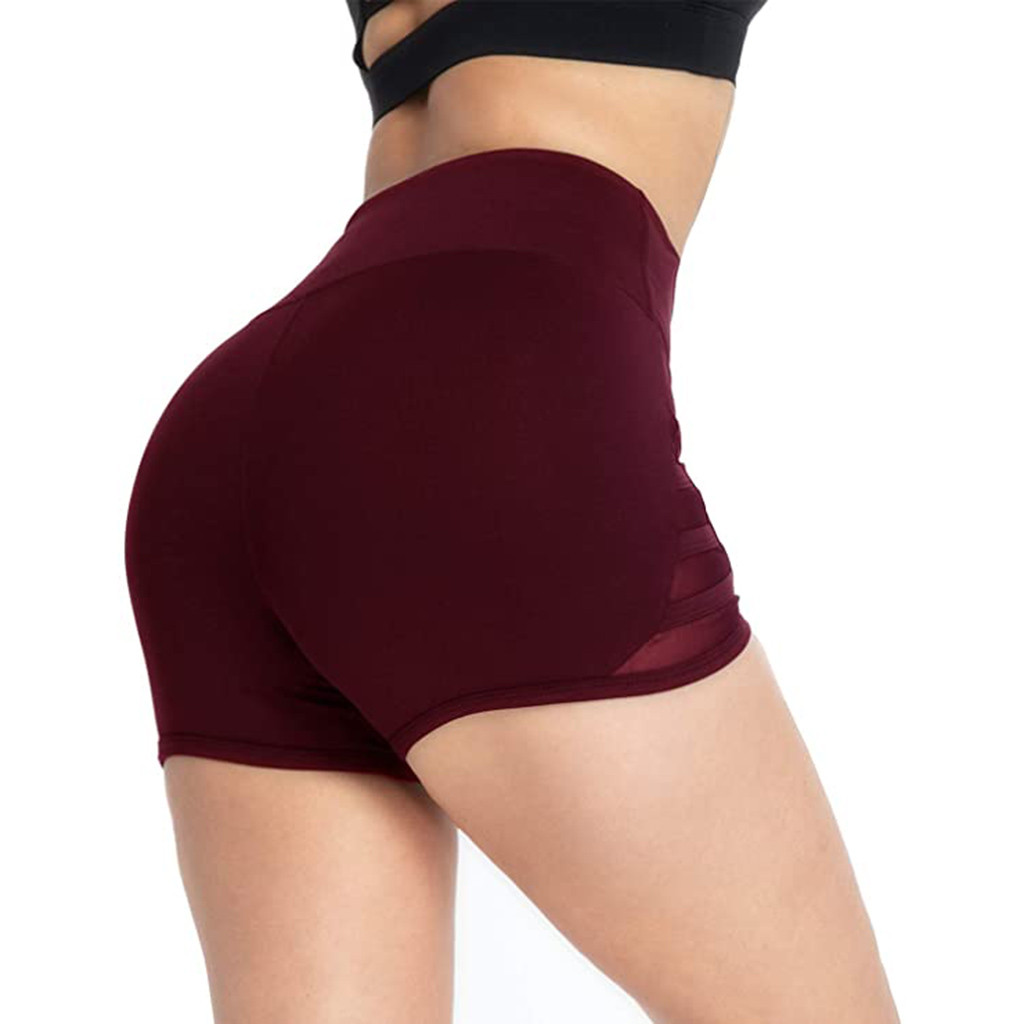 Soild Color Women Shorts Abdomen Control Sports Women's High Waist Yoga Shorts Abdomen Control Training Running Short Pants