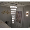 Long staircase crystal chandelier modern loft crystal lamp long chandelier simple luxury villa living room large chandelier
