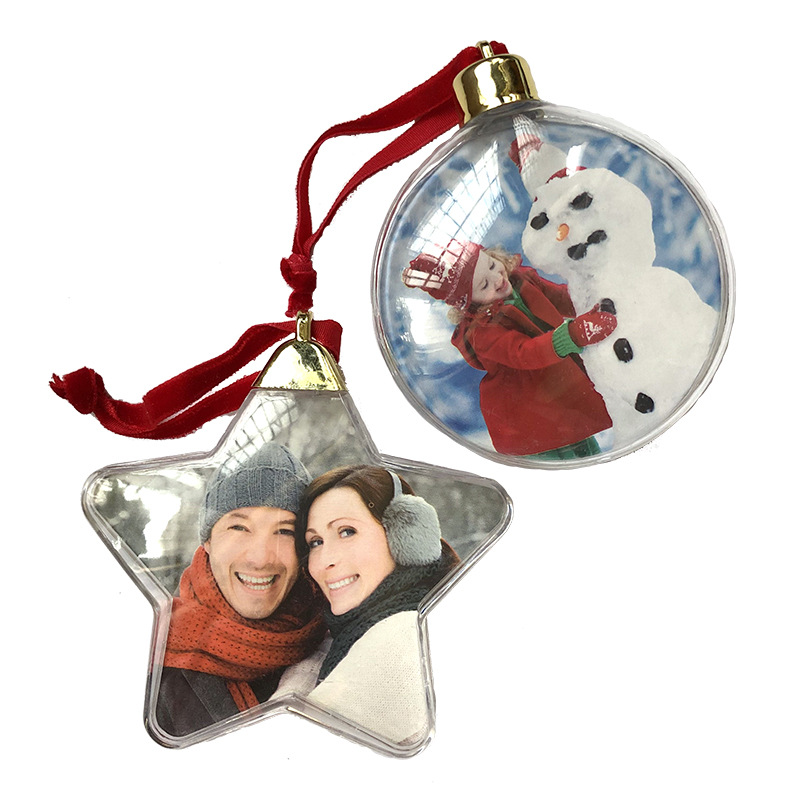 3PCS DIY Transparent Photo Five-star Ball Christmas Decoration Valentine's Day Gift Supplies for Tree Hanging Decorations Party