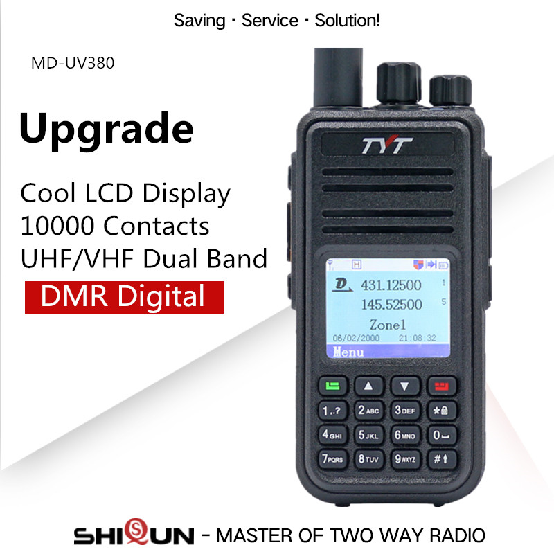 Hot TYT MD-UV380 DMR Walkie Talkie GPS Dual Band UHF VHF Tier1/2 Digital 5W md380 MD-390 DM-5R DM-8HX MD-380 baofeng DMR MD-380