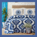 Bedroom Bed Duvet Cover Pillowcase Set Double Soft Cotton Blue Traditional Pattern Comfortable Home Textile Decoration