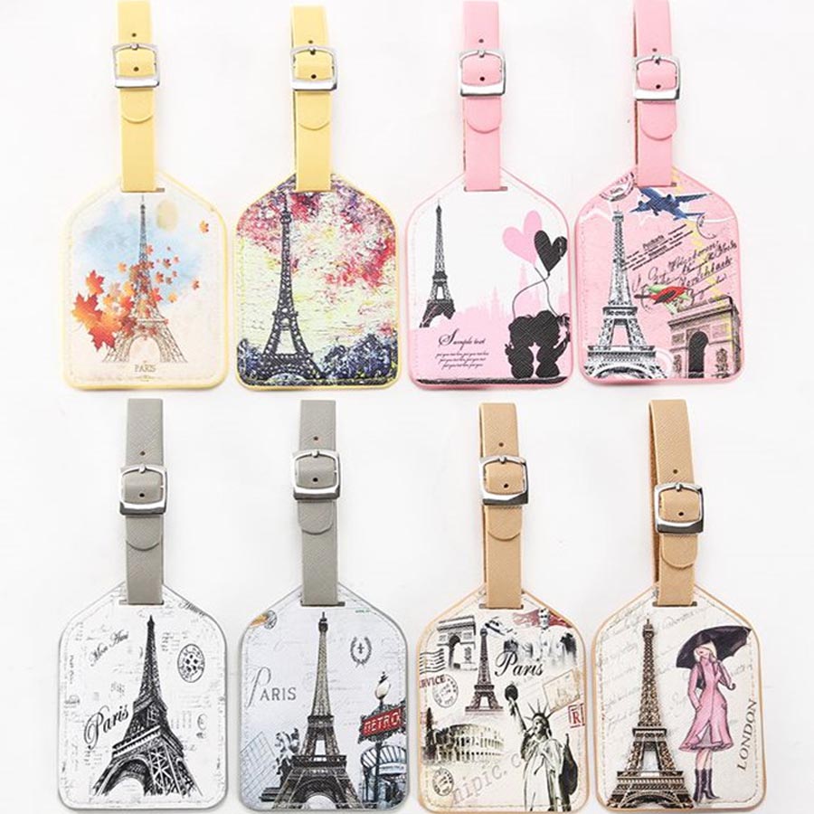 Zoukane Tower Suitcase bag Leather Luggage Tag Label Bag suitcases identifier Women Travel Accessories Name ID Address Tags LT08