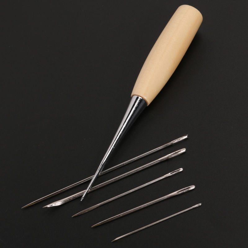 1 Set Sewing Needle Awl Leather Craft Sewing Accessories Stitching Awl Sewing Leathercraft Shoe Repair Tools Supplies