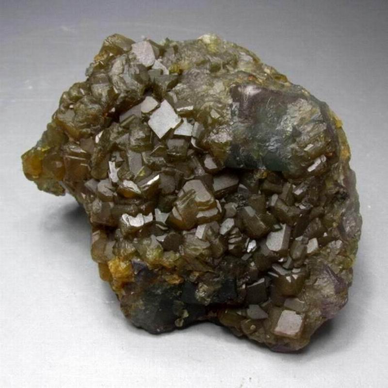 658g Golden Baryte/Barite on Green Fluorite - crystals and stones healing Mineral specimen Home Decor feng shui decoration