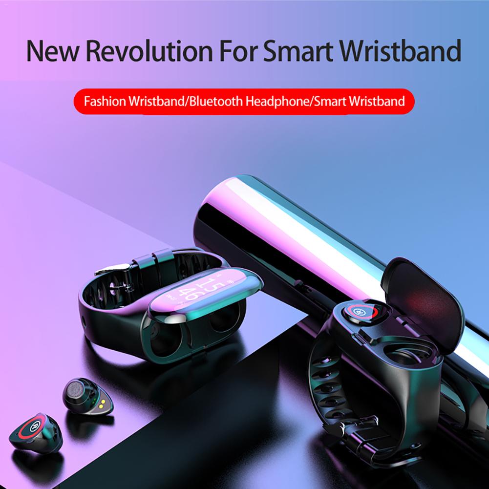 M1 Newest AI Smart Bracelet With Bluetooth Earphone Heart Rate Monitor Smart Wristband Fitness Tracker Men Women Sports Watch