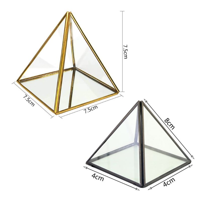 Pyramid Storage Box Glass Terrarium Design Jewelry Holder Clear Faceted Succulent Air Plant Planter Box /Keepsake Display Bowl