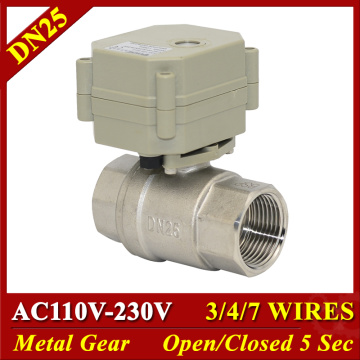 Actuator Operated 2 Way 1'' DN25 Stainless Steel Valve AC110-230V 3/4/7 Wires Metal Gear Motorized Ball Valves TF25-B2 Series