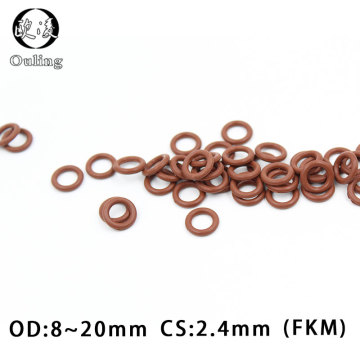 5PCS/lot Fluorine rubber Ring Brown FKM O ring Seal CS:2.4mm OD8/9/10/11/12/13/14/15/16/17/18/19/20mm Rubber O-Ring Seal Gasket