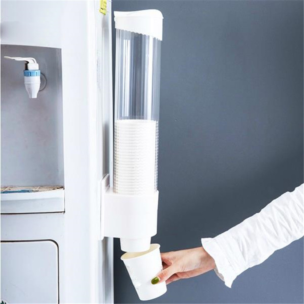 70 Cups Plastic Paper Cup Dispenser Cups Holder Disposable Automatic Holder Dustproof Free Punching Paper Cup Rack