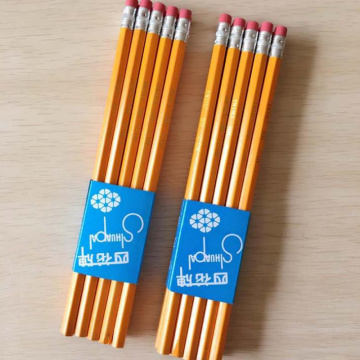 10 Pcs/set Cute Yellow Wooden Handle HB Pencils Standard Pencil Student Writing Drawing Sketch Pencil with Eraser Stationery