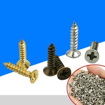 100pcs/pack Cross Recessed Countersunk Fibreboard Chipboard Screws M2 M2.5 M3 Iron Coated Flat Head Self Tapping Wood Screw