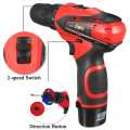 2 Battery 12V Electric Screwdriver Screw Driver Tools Kit Two Speed Adjustable Power Drills Screwdriver