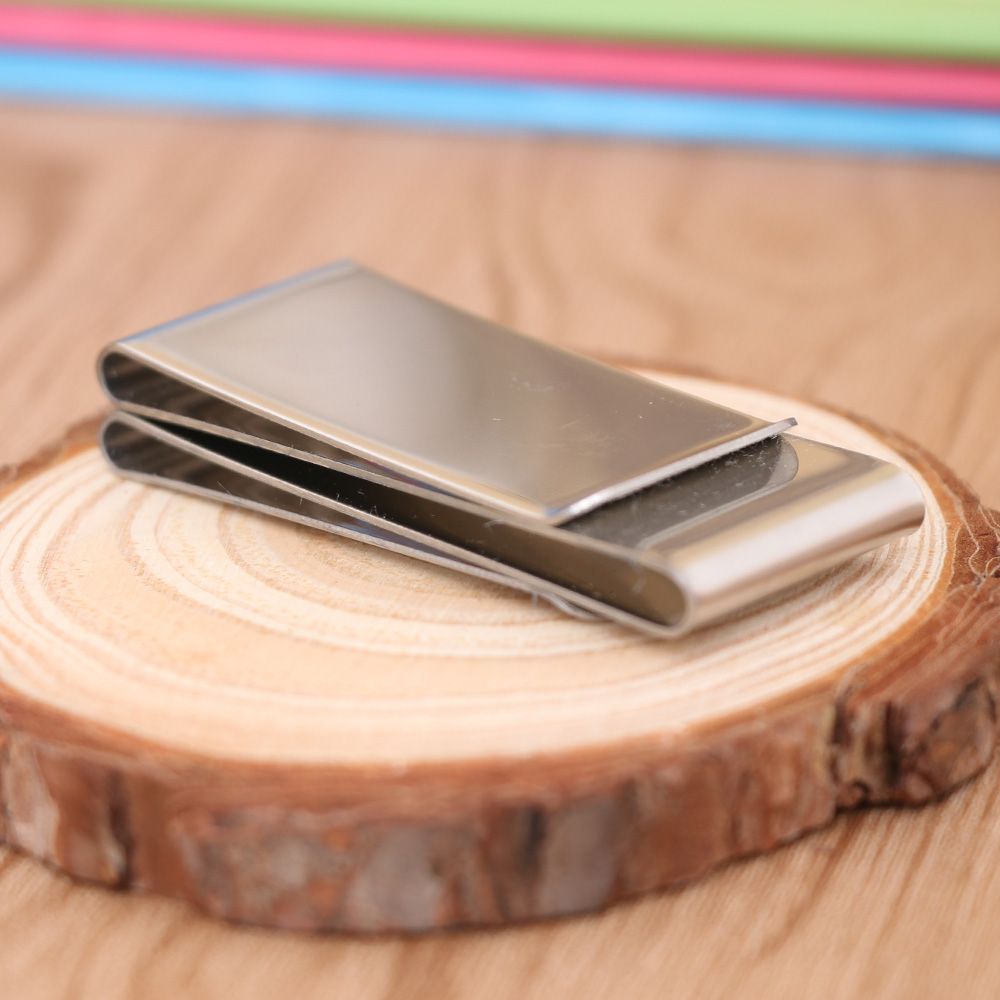 1Pcs Double Sided Men Women Money Clip y Stainless Steel Metal Money Clip Simple Silver Dollar Cash Clamp Holder Wallet