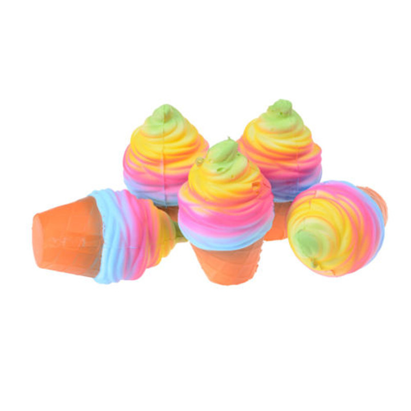 New 10CM Kids PU Candy Color Ice Cream Ball Squishy Toy Cake Bread Gag Joke Toys Slow Rising Squeeze P15 Fidget Hand Spinner Lol