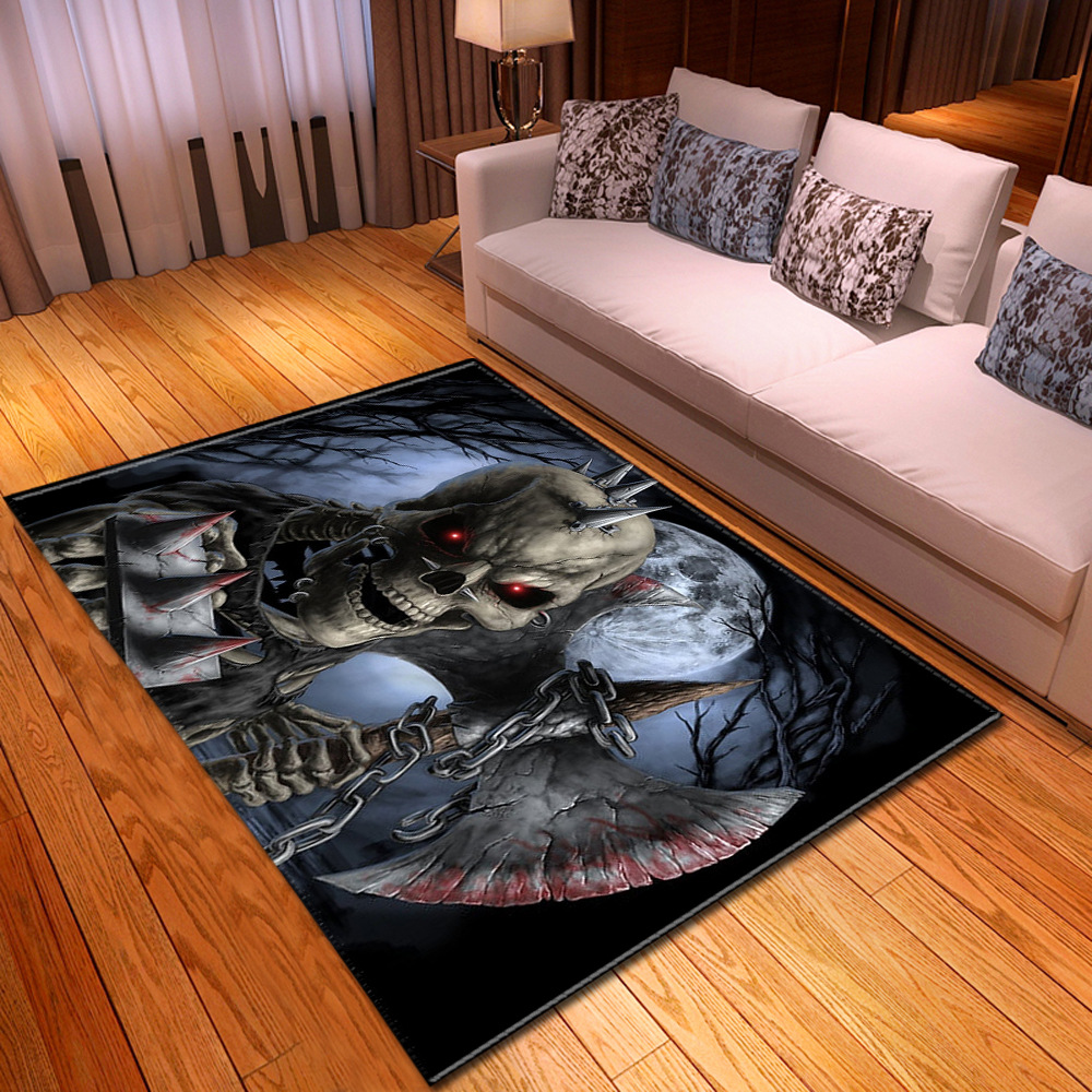 Nordic Colorful Skulls Halloween Area Rug Skull Pattern 3D Printed Carpets for living Room Bedroom Decor Carpet Modern Home Mats