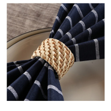 6pcs/Set Solid upscale hotel restaurant napkin folding flower cloth mouth, and handmade rattan napkin ring