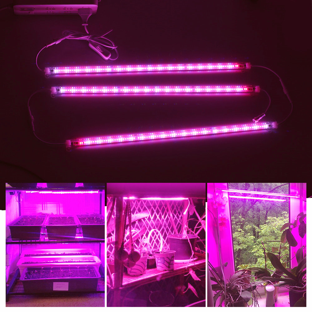 LED Grow Light 220V 110V 12W 90LEDs High Luminous Efficiency Grow Light Tube IP67 Waterproof Plants Growth Light 1-6pcs Set.