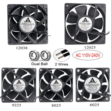 1pcs Gdstime AC 110V 115V 120V 220V 240V 2Pin Dual Ball Bearing EC Brushless Cooling Fan 80mm x 25mm 92mm 120mm 60