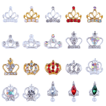 100pcs/lot 3D alloy Crown Shape Collection Nail art Accessories Metal silver/gold nails jewelry top-level nail beauty Charms