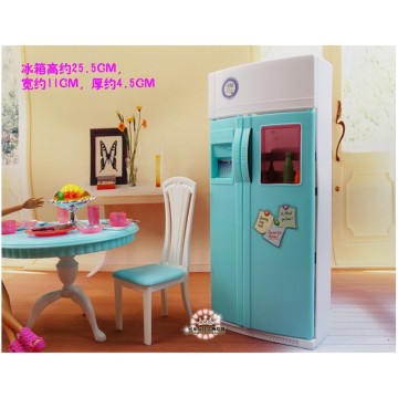 for barbie princess kitchen furniture 1/6 bjd doll restaurant tableware table chair refrigerator dining room toy accessories