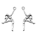WYSIWYG 10pcs/lot Gymnast Charms For Jewelry Making 14x26mm Antique Silver Color Jewelry Accessories